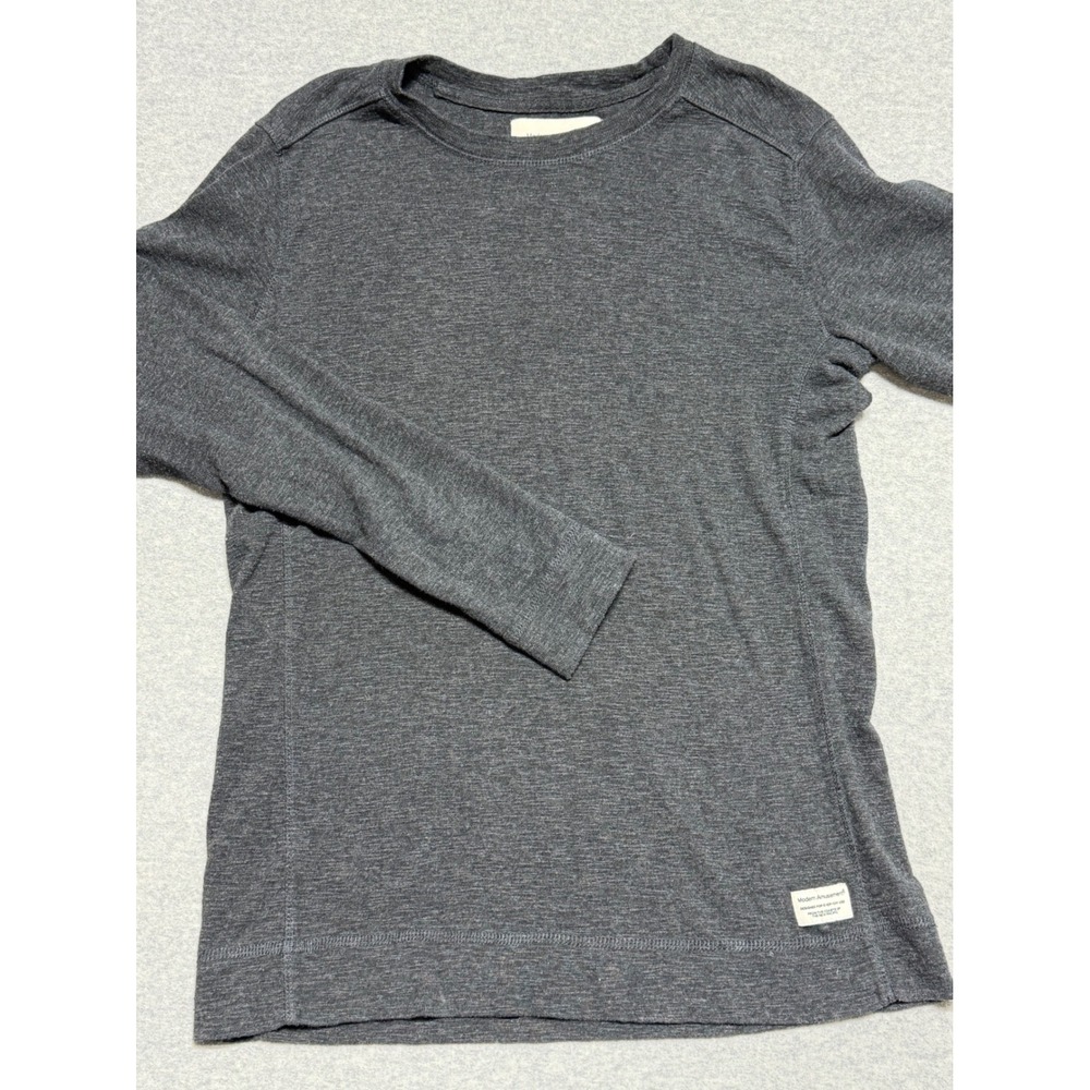 Modern Amusement Mens Long‎ Sleeve Cotton Tee Charcoal Gray Heather Shirt Small